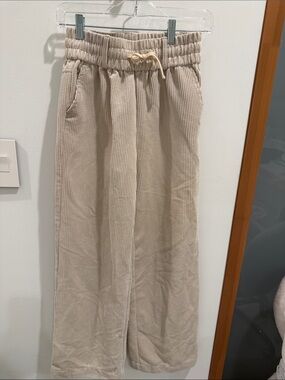 BDG Cream Corduroy Wide-Leg Joggers with Drawstring